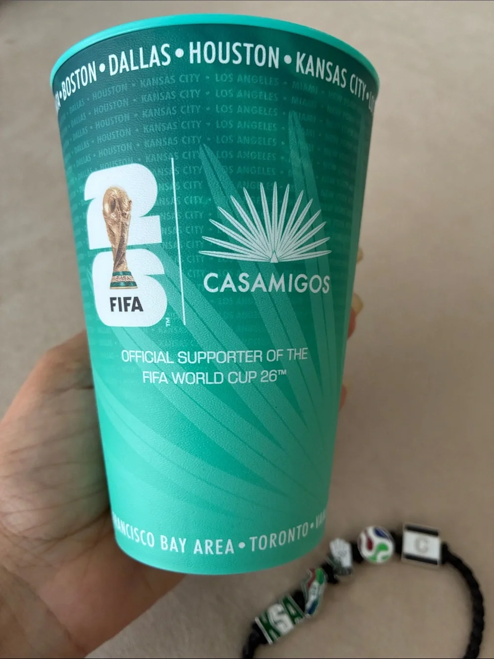 FIFA WORLD CUP Braided Cord Charm Bracelet -AUTHENTIC w/ Backer &  authentic cup